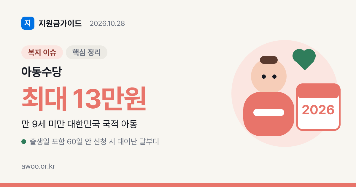 아동수당 받는 나이와 지역별 금액, 신청 기한과 소급