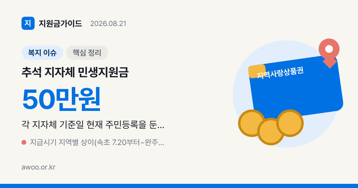 추석 지자체 민생지원금 지역별 얼마, 통영35 함평50만