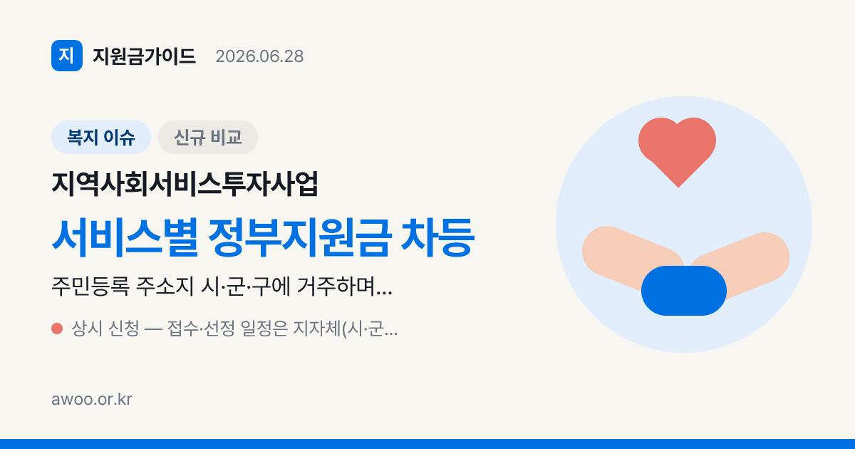 지역사회서비스투자사업 2026 — 돌봄·건강 바우처 종류·대상·신청처 총정리
