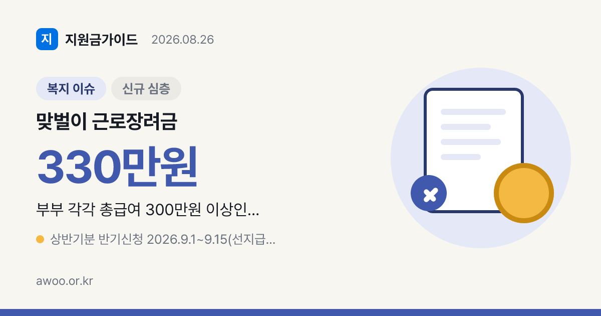 맞벌이 부부 근로장려금 반기 선지급, 명의·환수 주의