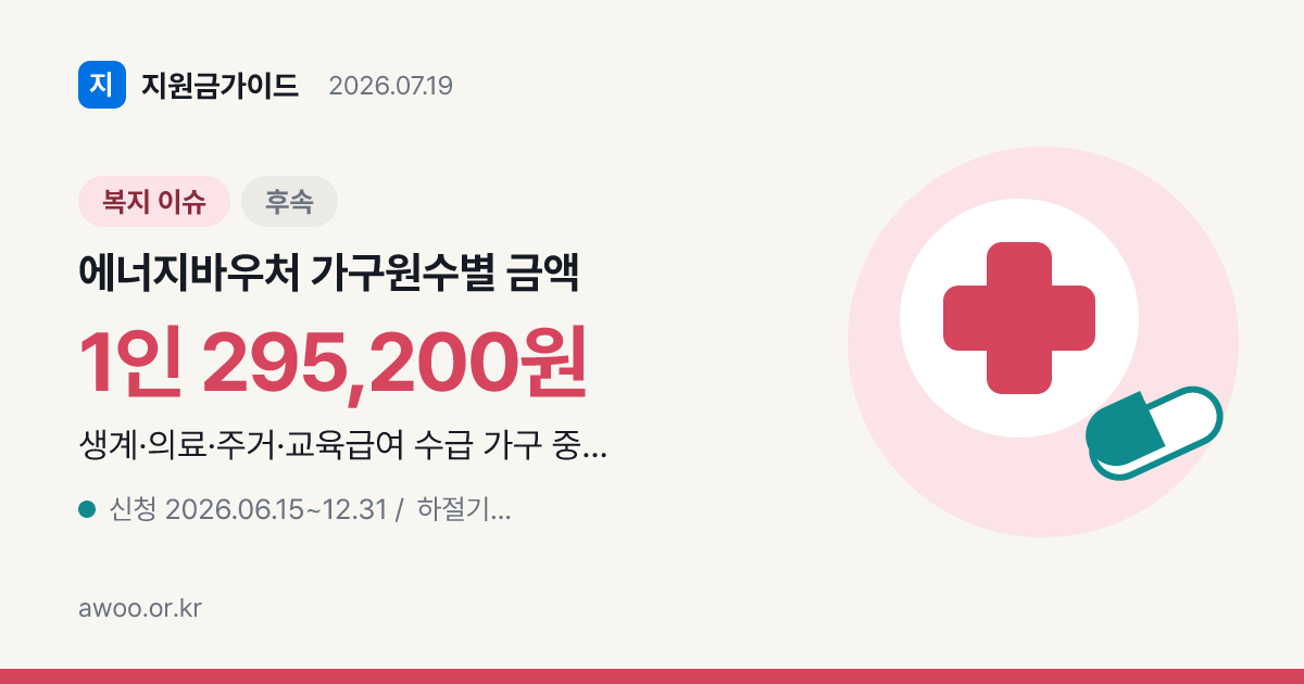 에너지바우처 4인 70만원, 가구원수별 금액과 소득기준