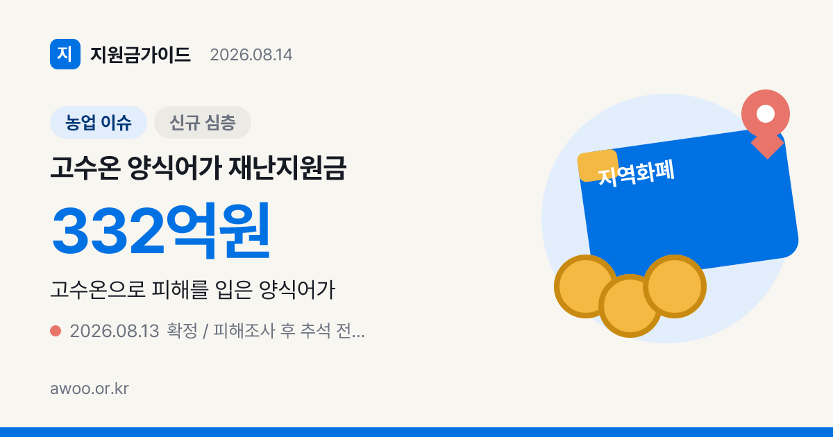 고수온 양식어가 재난지원금 신청, 332억 추석 전 복구비