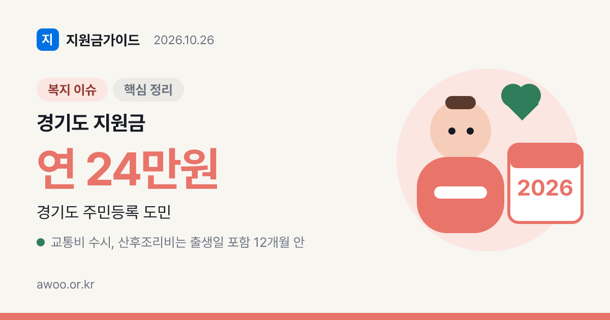 경기도 지원금, 교통비와 산후조리비는 어느 창구에서 신청하나요?