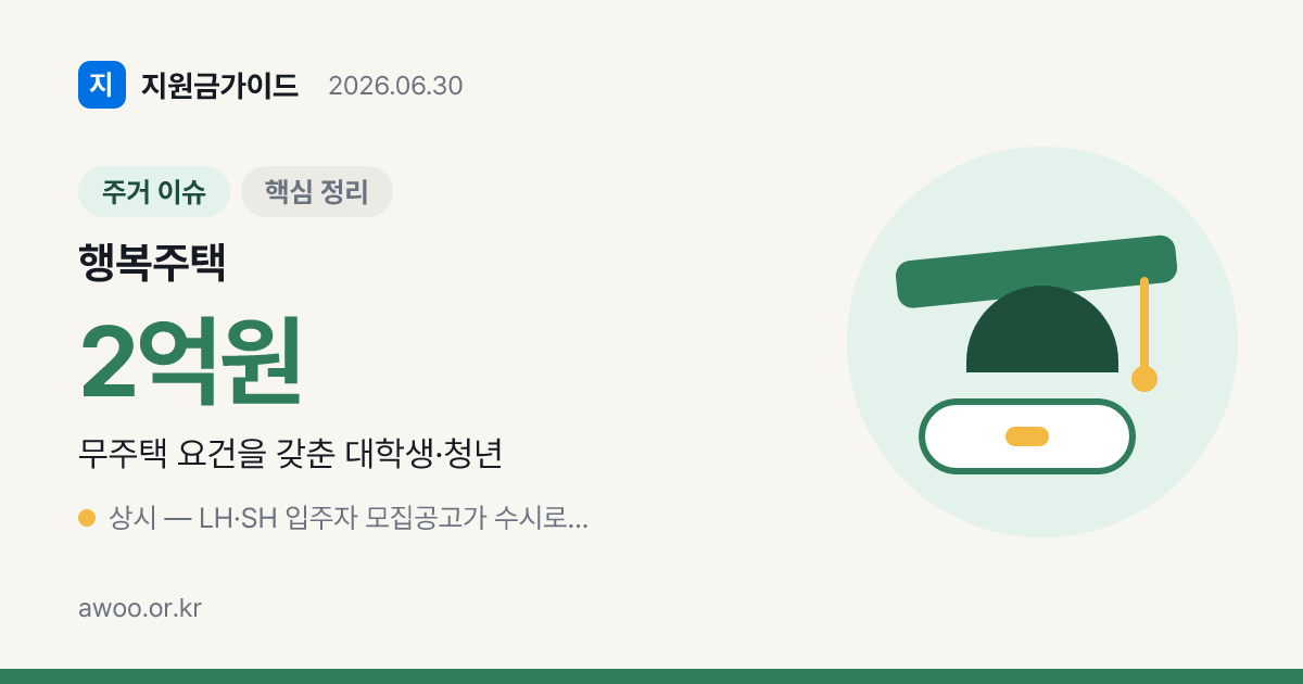 행복주택 신청자격 2026 — 청년·신혼 소득·자산기준·당첨 전략