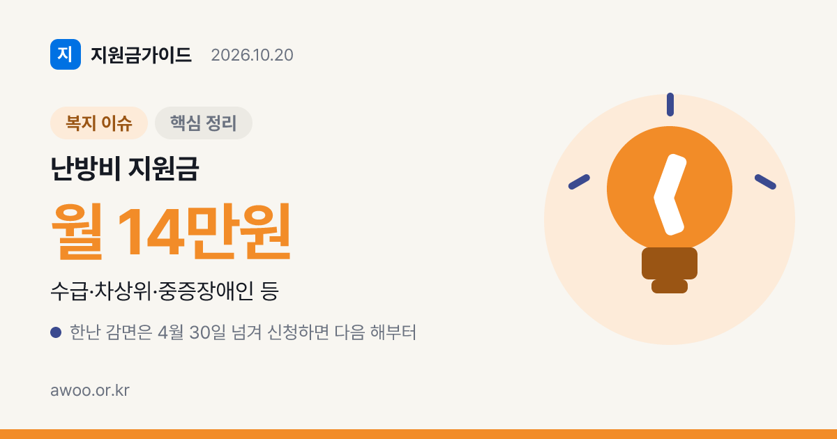 난방비 지원금은 도시가스·지역난방·등유·연탄마다 받는 제도가 다르다