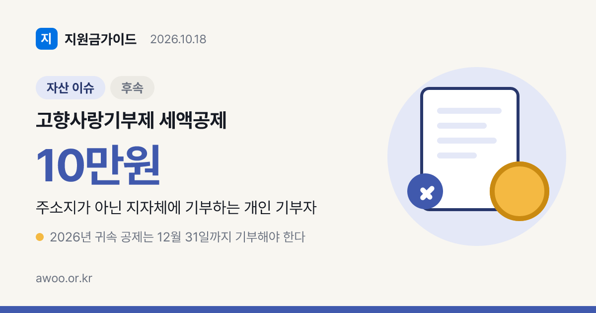 고향사랑기부제 세액공제 10만원 초과 구간 44%와 16.5% 차이