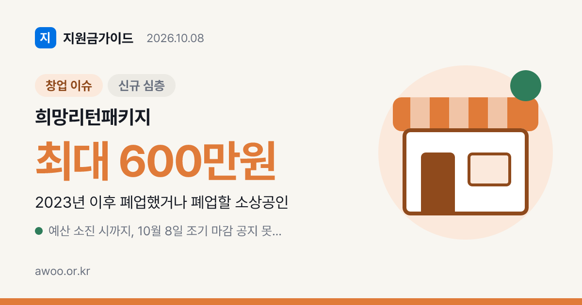 희망리턴패키지 신청 자격과 점포철거비 최대 600만원 계산법