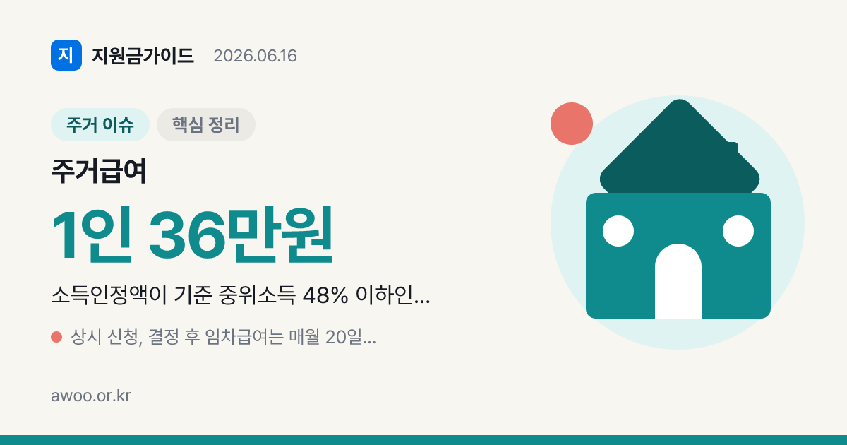 2026 주거급여 자격·기준임대료 — 중위소득 48%·월세 상한