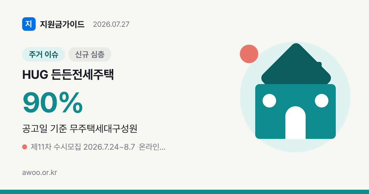 HUG 든든전세주택 신청 자격, 소득·자산 무관 무주택 8년 거주