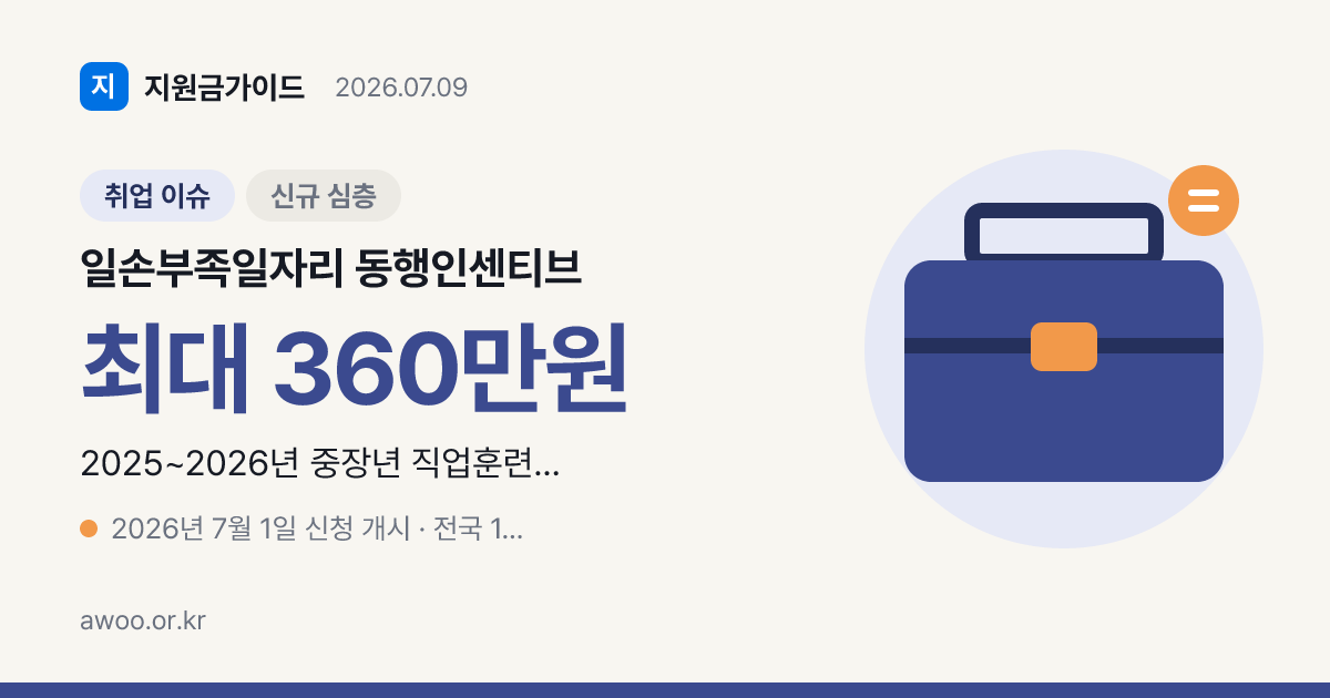 일손부족일자리 동행인센티브 — 중장년 360만원·1,000명 한정