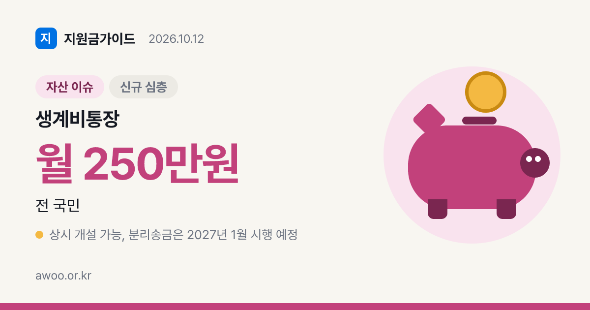 생계비통장 개설 방법과 압류 보호 한도 250만원