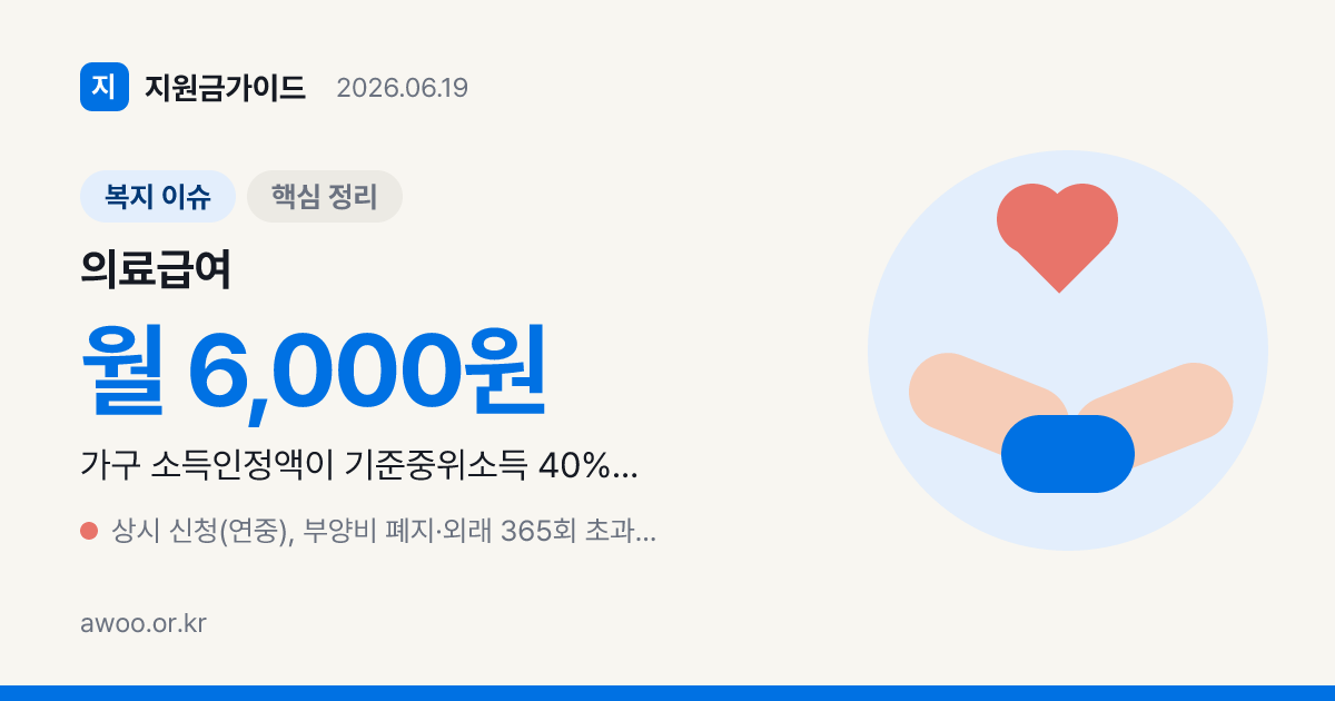 2026 의료급여 개편 총정리 — 부양비 폐지·본인부담 자격