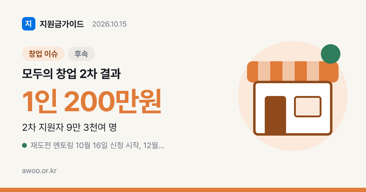 모두의 창업 2차 결과, 진출자 200만 원과 탈락자 재도전 멘토링