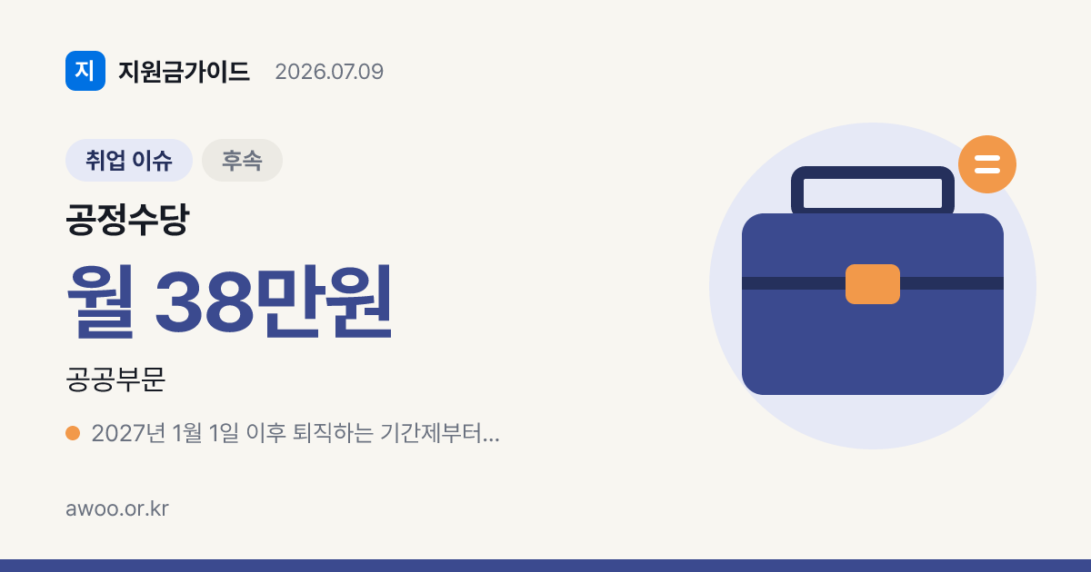 공정수당이란? 2027 공공부문 기간제 최대 248만원 지급표