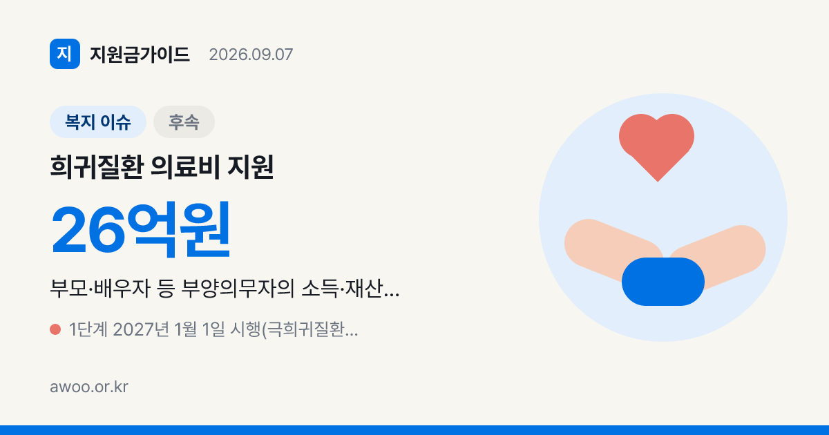 2027년엔 부양의무자 있어도 희귀질환 의료비 받을까