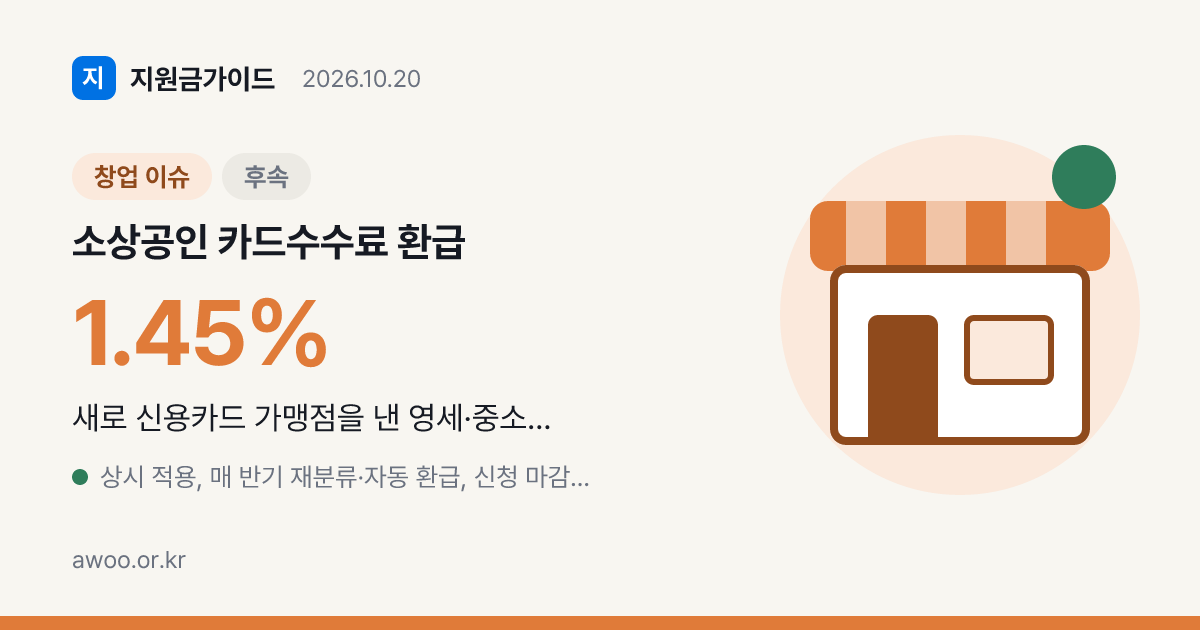 소상공인 카드수수료 환급, 반기 2번 자동으로 들어오는 돈