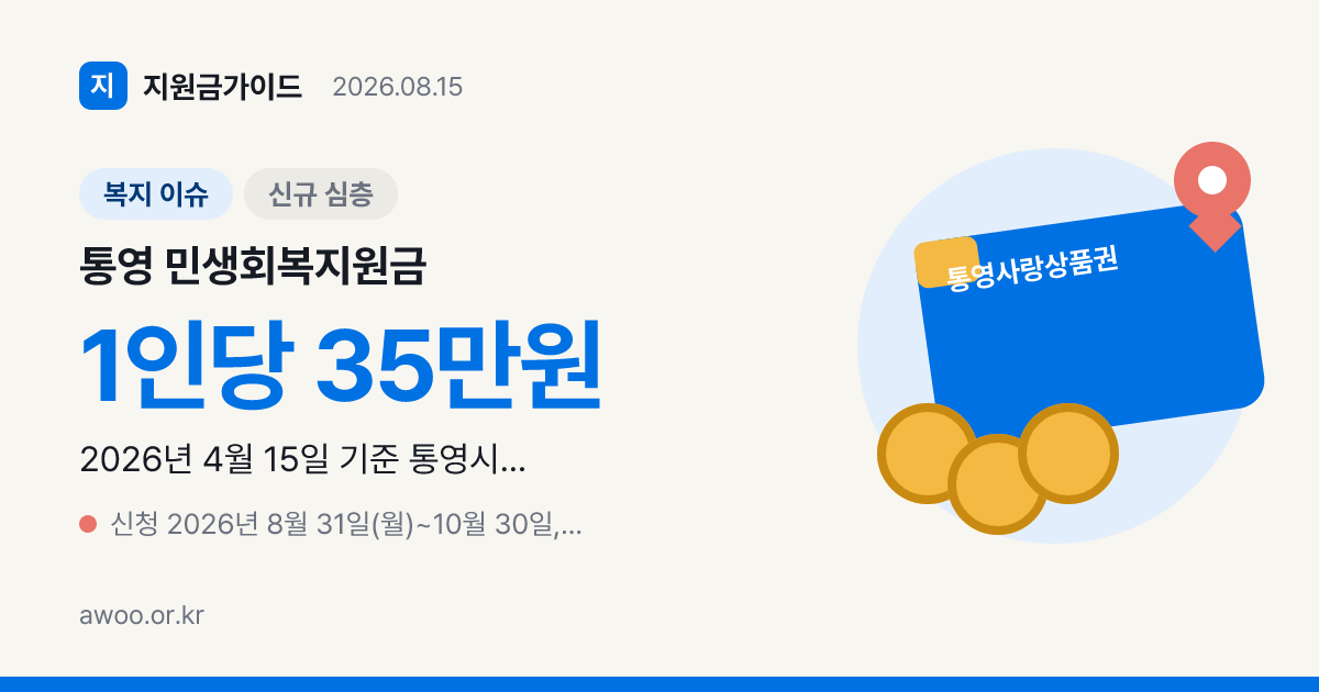 통영 민생회복지원금 35만원 지급일, 8월 31일 요일제