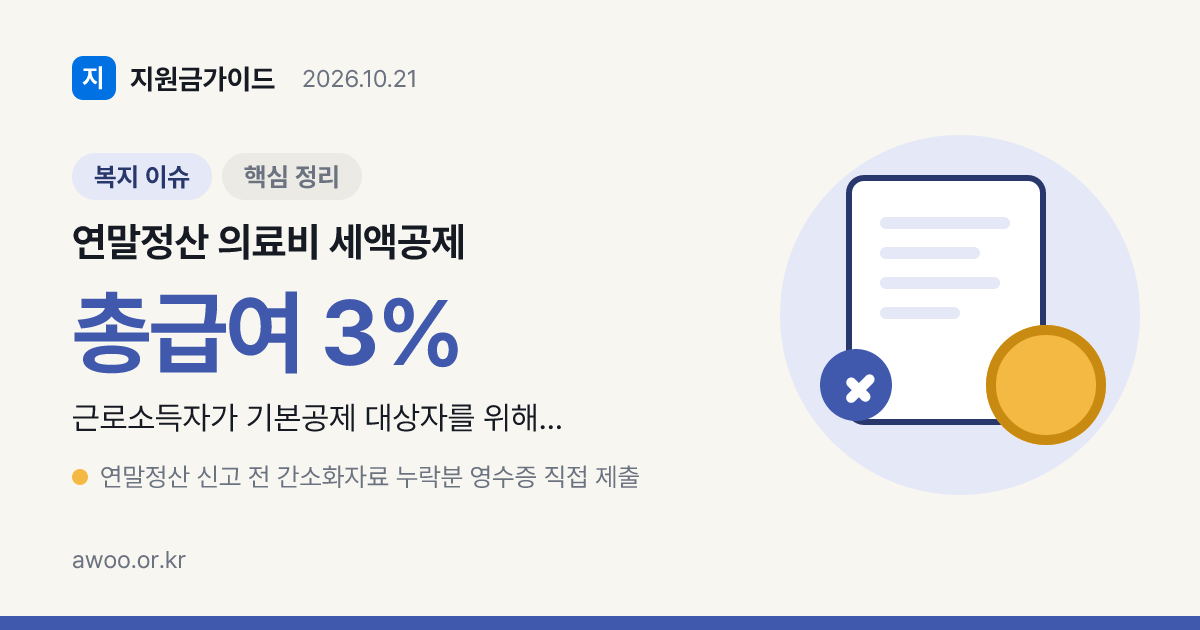 연말정산 의료비 세액공제 3% 기준, 실손보험금 받으면 빠집니다