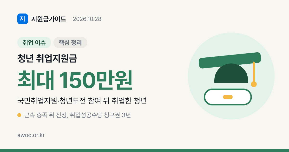 청년 취업지원금 취업성공수당과 청년도전 인센티브 받는 시점