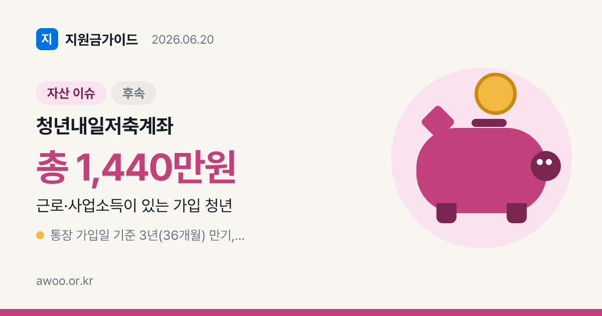 청년내일저축계좌 만기 2026 — 1,440만원 받는 유지조건