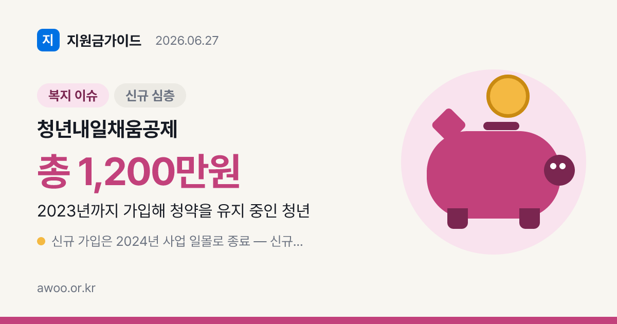 2026 청년내일채움공제 — 2년 만기 1,200만원·자격·신청 총정리